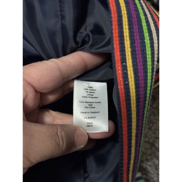 TALBOTS Two Piece Pencil Skirt Suit Set Rainbow Striped Career Office Formal 10 - Picture 7 of 15